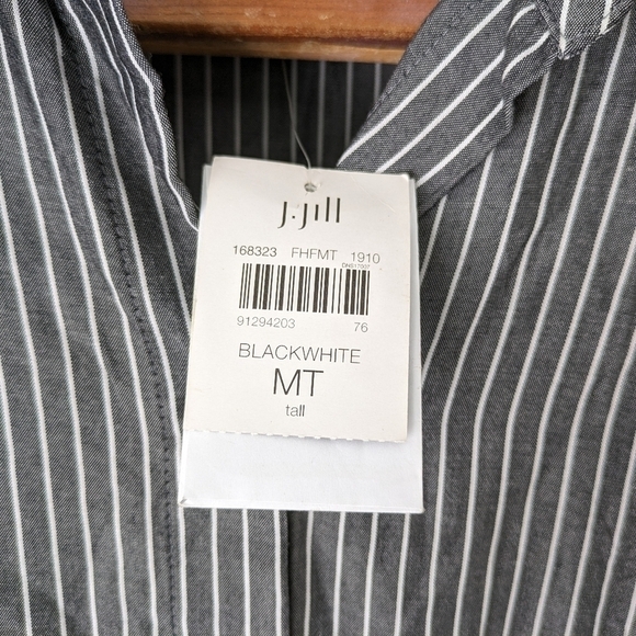 J. Jill Tunic Shirt Women's Medium T Gray White Stripe Button Up Collar New - Picture 6 of 8